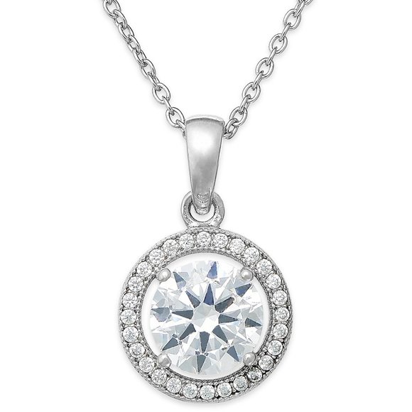 NWT ✨ Giani Bernini Halo Pendant Necklace CZ/Sterling 18” - Picture 2 of 13